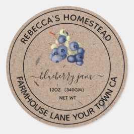 Blueberry Jam Kraft Paper Canning Jar Labels Runder Aufkleber