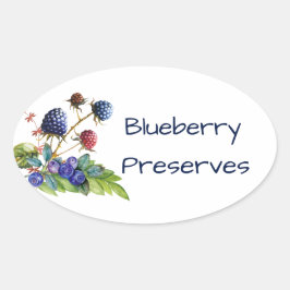 Blueberry Jam Preserve Canning Label Ovaler Aufkleber