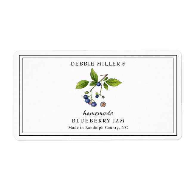 Blueberry-Jam-rechteckiges Etikett (Vorne)
