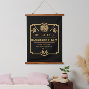 Blueberry Jam Seller Wandteppich Mit Holzrahmen
