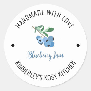 Blueberry Jam Watercolor Handmade mit Liebe Runder Aufkleber