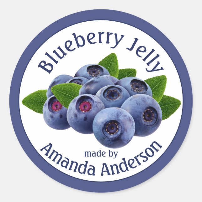 Blueberry Jelly 1,5" Circle Food Label Runder Aufkleber (Vorderseite)