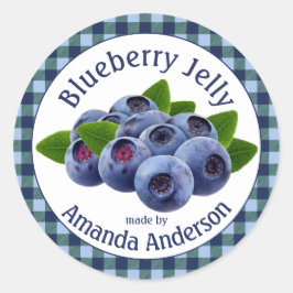Blueberry Jelly Kariert 3" Circle Food Label Runder Aufkleber