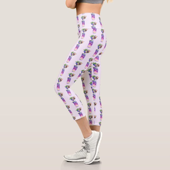 Blueberry Juice Cool Drink Capri Leggings (Links)