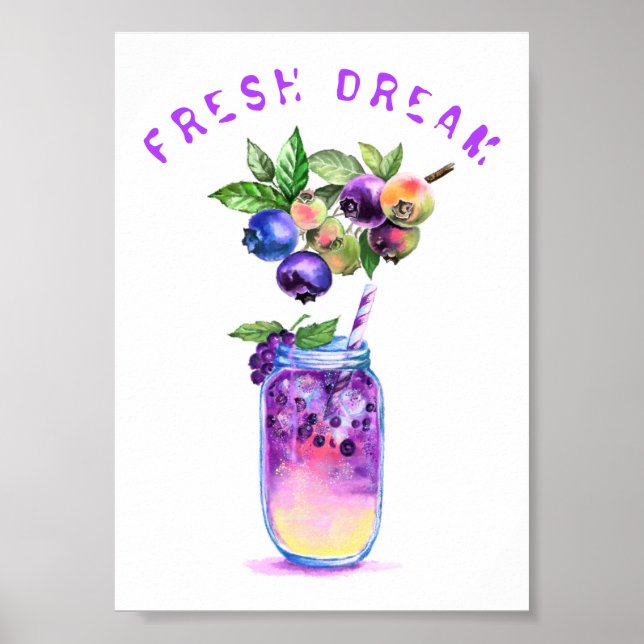 Blueberry Juice Cool Drink Frucht Party Poster (Vorne)