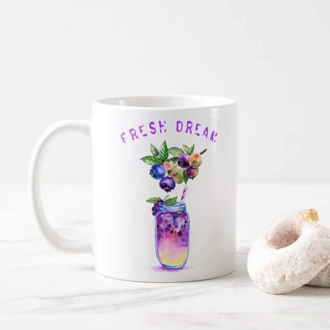 Blueberry Juice Cool Drink Kaffee Tasse (Mit Donut)
