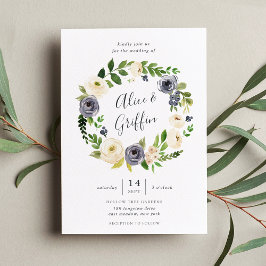 Blueberry Lane Wreath Wedding Einladung