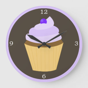Blueberry Lila Cupcake Große Wanduhr
