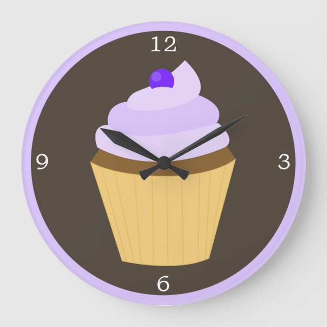 Blueberry Lila Cupcake Große Wanduhr (Vorderseite)