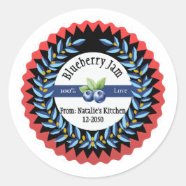 Blueberry-Marmelade aus Liebe Modern Blue Round St Runder Aufkleber