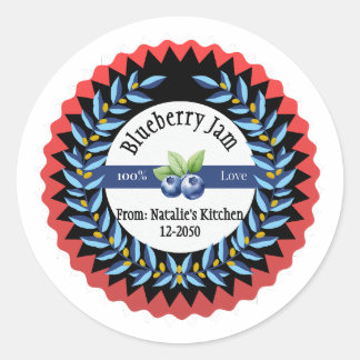 Blueberry-Marmelade aus Liebe Modern Blue Round St Runder Aufkleber