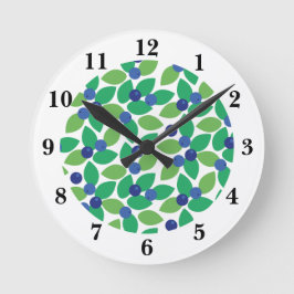 Blueberry Modern Elegant Pattern Green Purple Runde Wanduhr