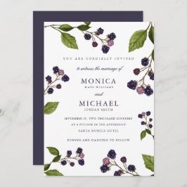 Blueberry Moderne botanische Hochzeit Einladung