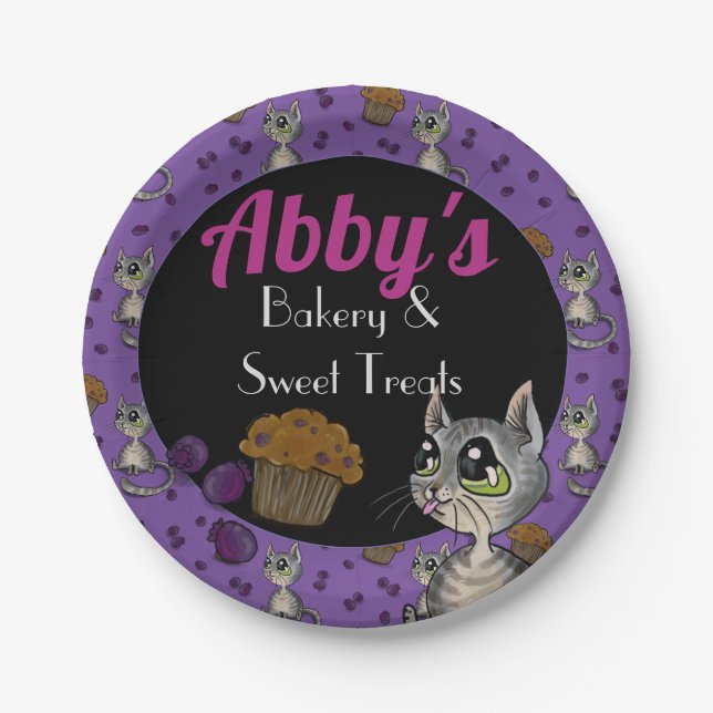 Blueberry Muffin Bloop Cat Custom Bakery Pappteller (Vorderseite)