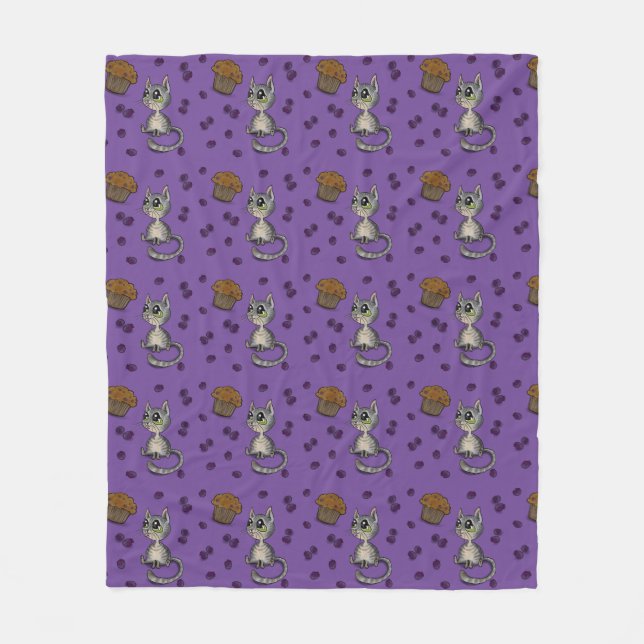 Blueberry Muffin Bloop Cat Pattern Fleecedecke (Vorderseite)
