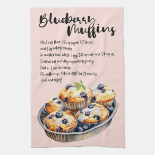 Blueberry Muffins Backrezeption Geschirrtuch