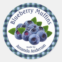 Blueberry Muffins Kariert 3" Circle Food Label