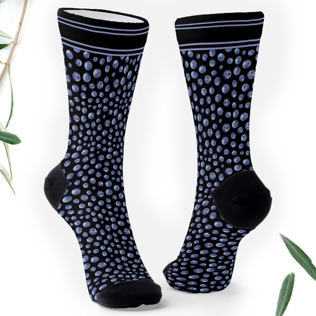 Blueberry Muster Personalisiert Name Black Blue Socken (Blueberry Pattern Personalized Socks)