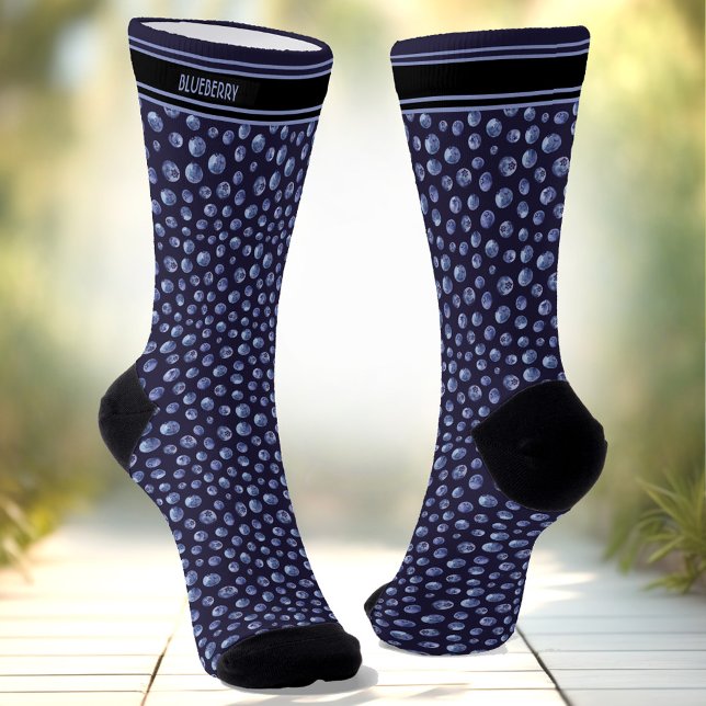 Blueberry Muster Personalisiert Name Blau Socken (Blueberry Pattern Personalized Name Blue Socks)