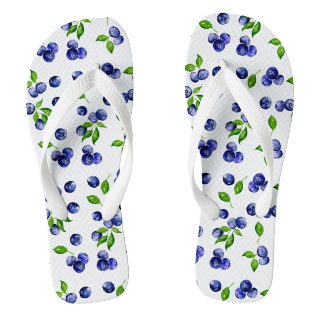 Blueberry Muster Wasserfarben Berries Niedlich Vin Flip Flops (Fußbett)