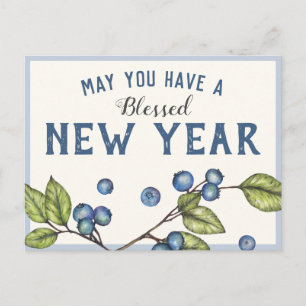 Blueberry New Year Postcard Postkarte