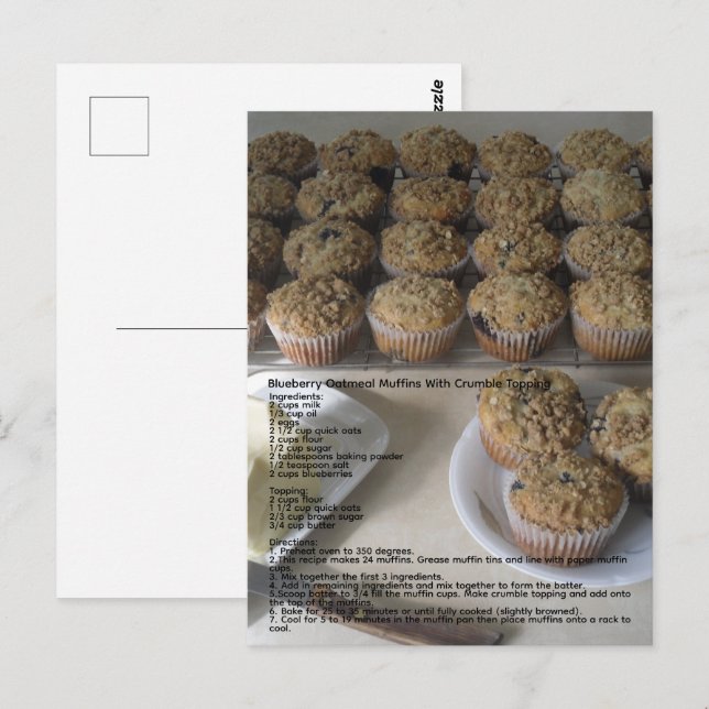 Blueberry Oatfood Muffins Postkarte (Vorne/Hinten)