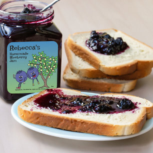 Blueberry Pals Funny Cartoon Jam Pie und mehr Quadratischer Aufkleber