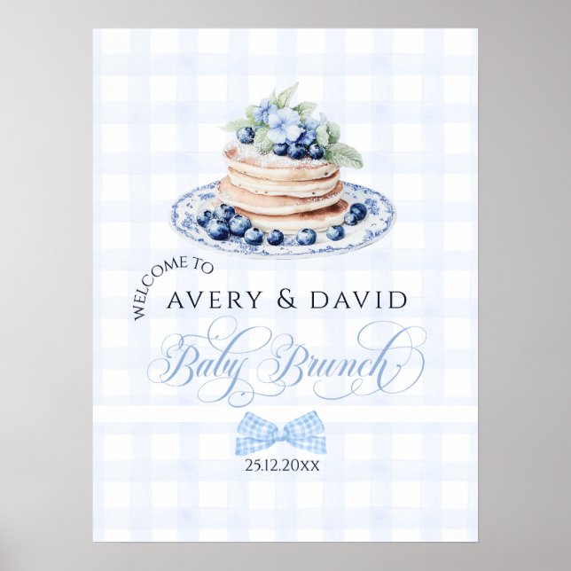 Blueberry Pancake Baby Brunch Baby Shower Boy Poster (Vorne)