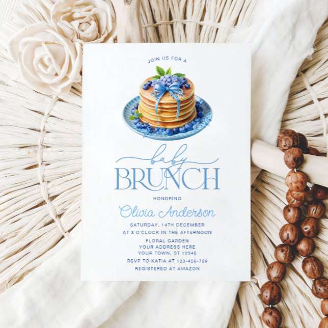 Blueberry Pancake Boy Baby Brunch Babydusche Einladung (Von Creator hochgeladen)