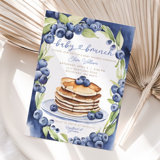 Blueberry Pancakes Baby Brunch Babydusche Einladung (Von Creator hochgeladen)
