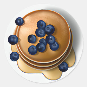 Blueberry Pancakes mit Syrup Food Runder Aufkleber