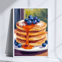Blueberry Pancakes | Oil Painting Art Poster