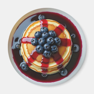Blueberry Pancakes Realistisches Essen Magnet