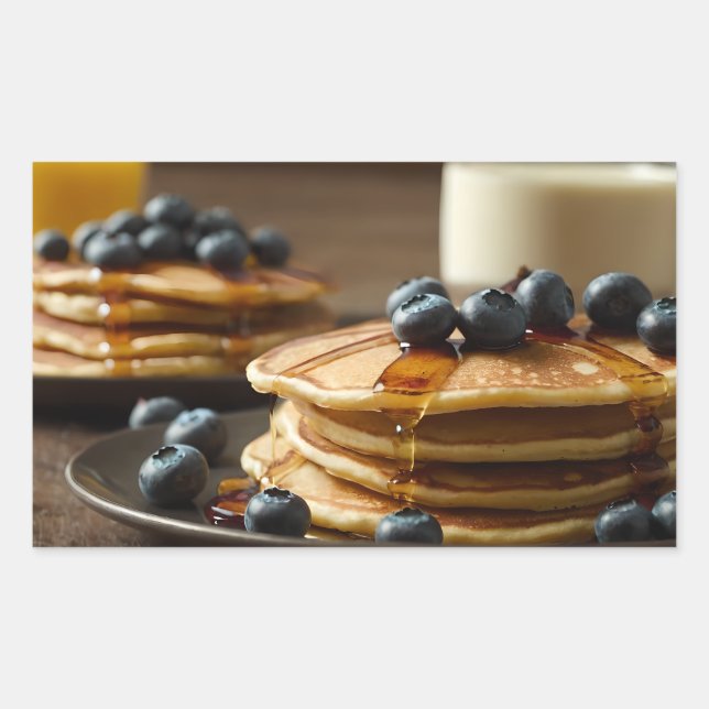 Blueberry Pancakes Rechteckiger Aufkleber (Vorderseite)