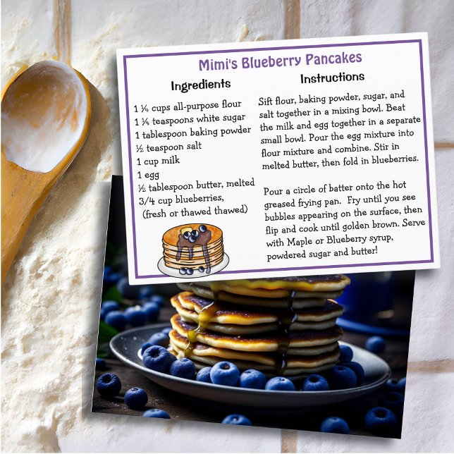 Blueberry Pancakes Rezept Card Postkarte (Von Creator hochgeladen)