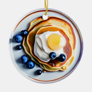 Blueberry Pancakes und Fried Egg Pub Weihnachten Keramik Ornament