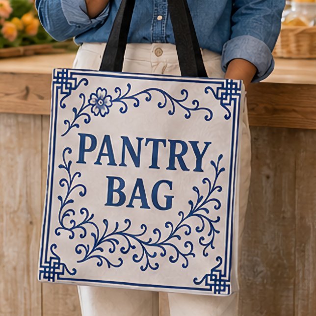 "BLUEBERRY PANTRY BAG" - CHINOISERIE-TASCHE  (Our Totes: "BLUEBERRY"; 2 sizes)
