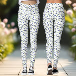 Blueberry Pattern Berries Summer Leggings<br><div class="desc">Niedliche Leggings mit einem Blaubeermuster in Aquarellfarbe mit grünen Blätter auf weißem Hintergrund. Kate Eden Art</div>