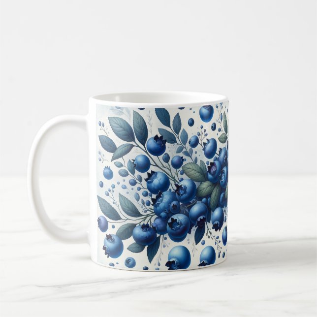 Blueberry Pattern - Hellblauer Hintergrund Kaffeetasse (Links)