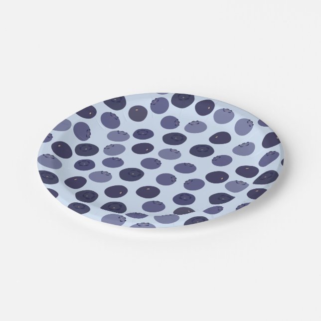 Blueberry Pattern Pappteller (Schrägansicht)