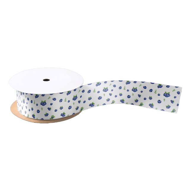 Blueberry Pattern Satinband (Spule)