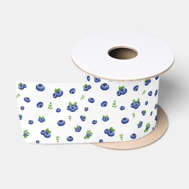 Blueberry Pattern Satinband (Spule)