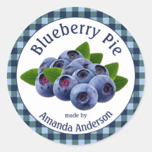 Blueberry Pie Kariert 3" Circle Food Label