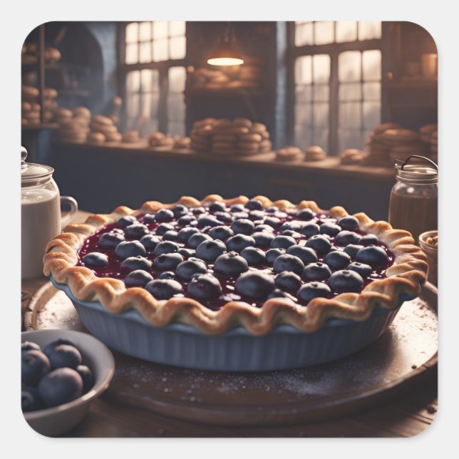 Blueberry Pie Quadratischer Aufkleber (Vorderseite)