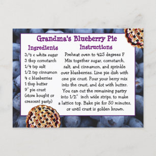 Blueberry Pie Rezept Postcard Feiertagspostkarte