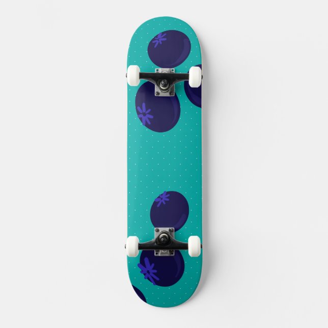 Blueberry Pop – Minimales Fruchtmuster Skateboard (Vorderseite)
