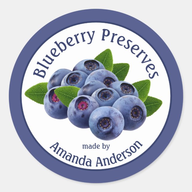 Blueberry Preserve 3" Circle Food Label Runder Aufkleber (Vorderseite)
