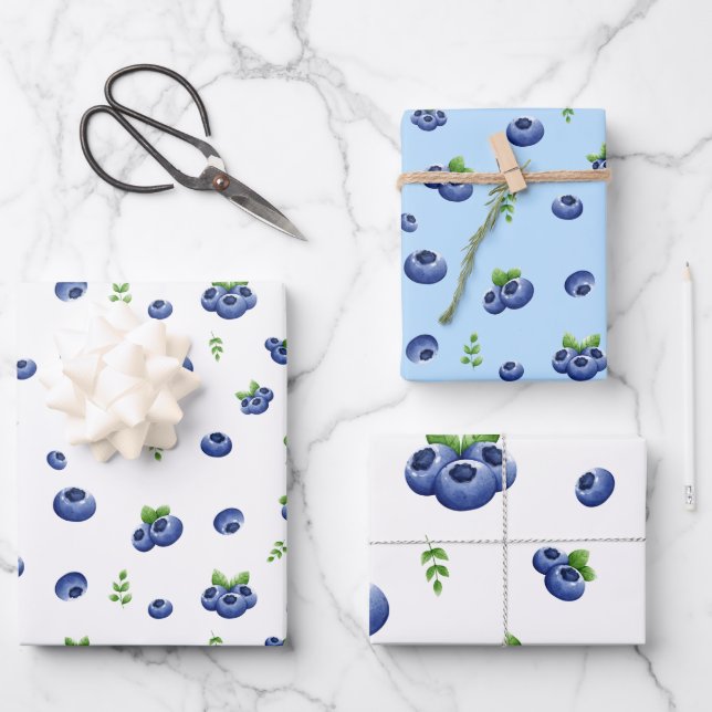 Blueberry Print Geschenkpapier Set (Vorderseite)