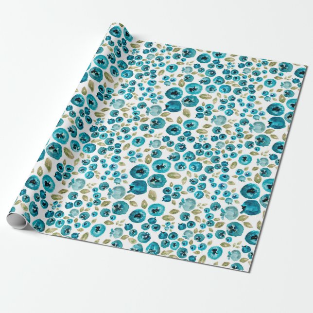Blueberry Print Wrapping Paper Geschenkpapier (Ungerollt)