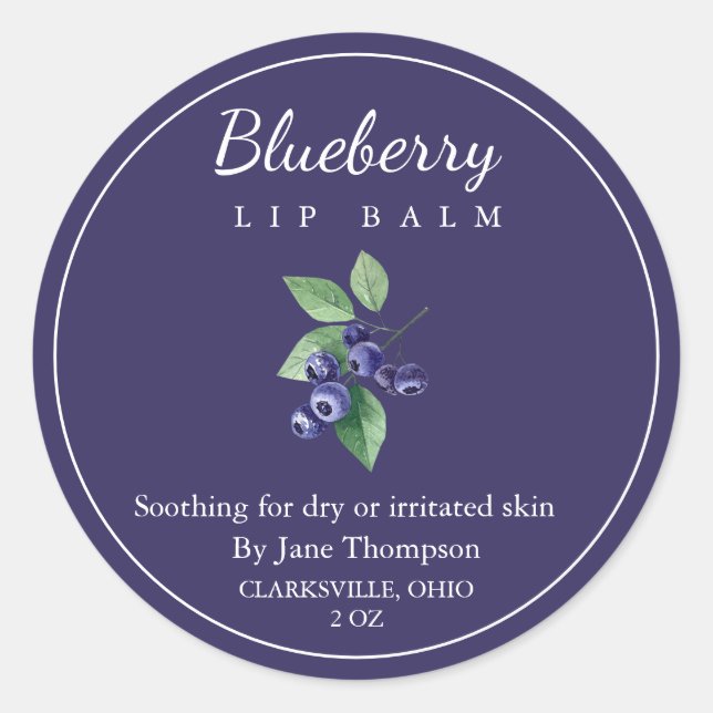 Blueberry Salve / Balm Label Runder Aufkleber (Vorderseite)